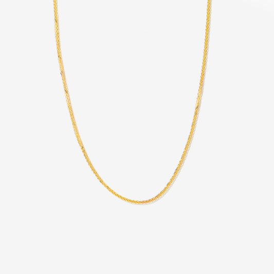 1mm Square Wheat Chain in 14K Yellow Gold (16")
