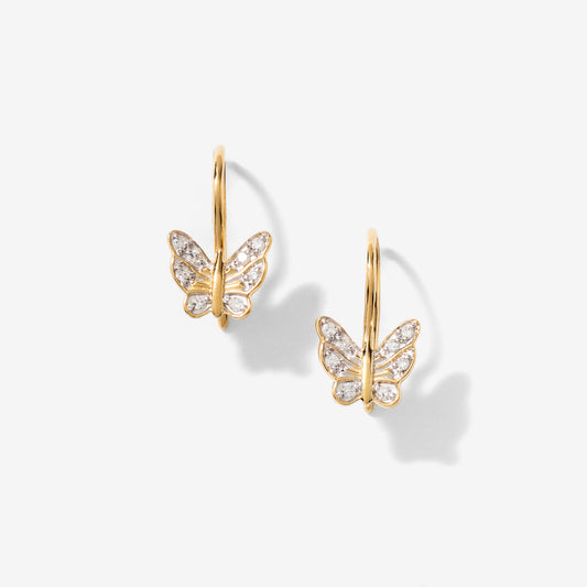Butterfly Diamond Earrings in 10K Yellow Gold (0.10 ct tw)