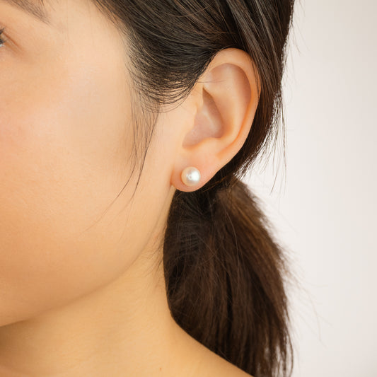 7-7.5mm Pearl Stud Earrings in 14K White Gold