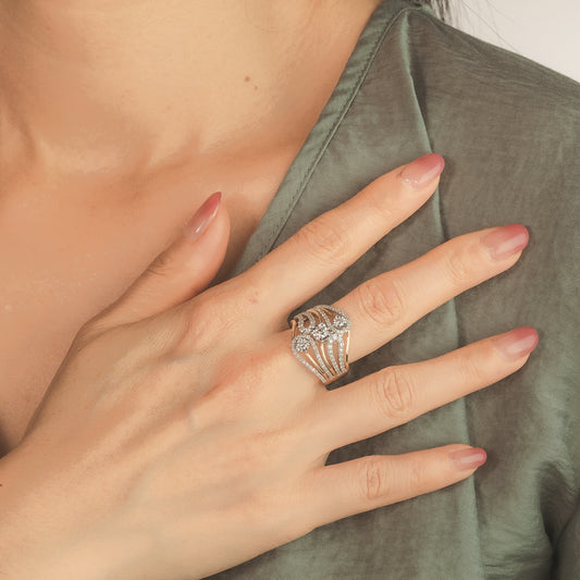 Diamond Cluster Ring in 10K Yellow and White Gold (0.96 ct tw)