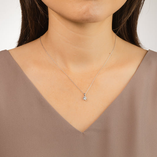 Tension Set Lab Grown Diamond Solitaire Necklace in 14K White Gold (0.25ct tw)