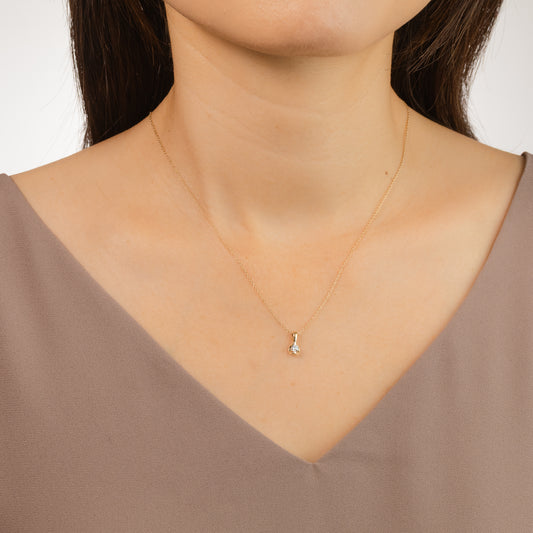 Tension Set Lab Grown Diamond Solitaire Necklace in 14K Yellow Gold (0.10ct tw)