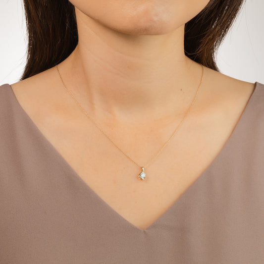 Tension Set Lab Grown Diamond Solitaire Necklace in 14K Yellow Gold (0.50ct tw)