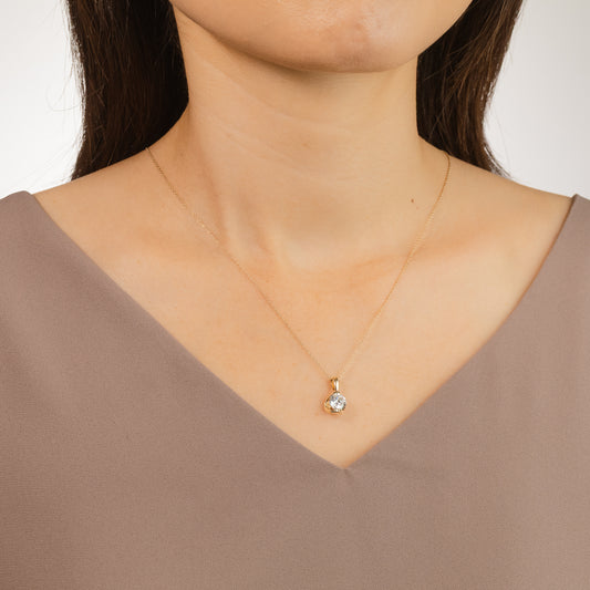 Tension Set Lab Grown Diamond Solitaire Necklace in 14K Yellow Gold (1.00 ct tw)