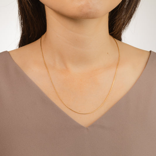 1.00mm 10K Yellow Gold Diamond Cut Wheat Chain (18")