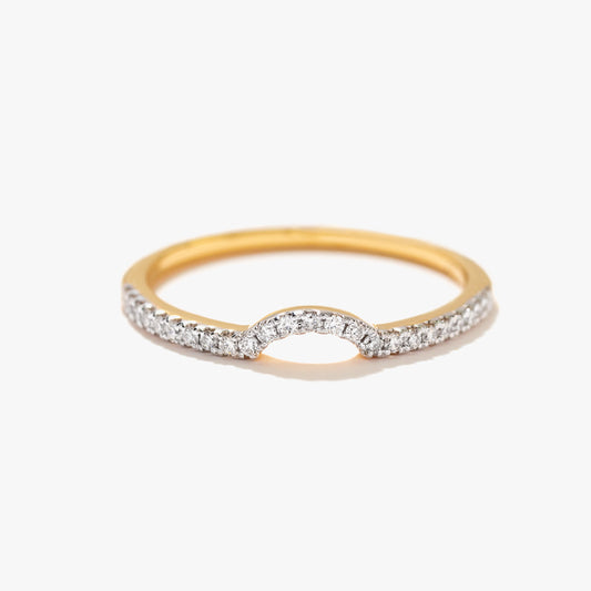U Shape Matching Wedding Band in 14K Yellow Gold (0.13 ct tw)