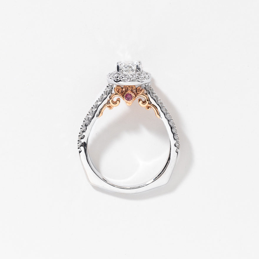 Oval Diamond Engagement Ring in 18K White and Rose Gold (1.45 ct tw)