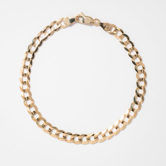 Men's Concave Curb Bracelet in 10K Yellow Gold