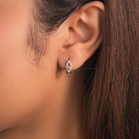 Diamond Knot Hook Earring in 10K Yellow and White Gold (0.15 ct tw)