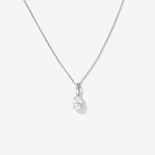 Lab Grown Oval Diamond Necklace in 10K White Gold (0.50 ct tw)