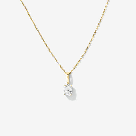Lab Grown Oval Diamond Necklace in 10K Yellow Gold (0.50 ct tw)
