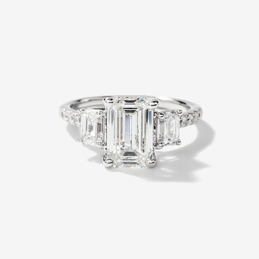 Emerald Cut Lab Grown Diamond Engagement Ring in 14K White Gold (2.85 ct tw)
