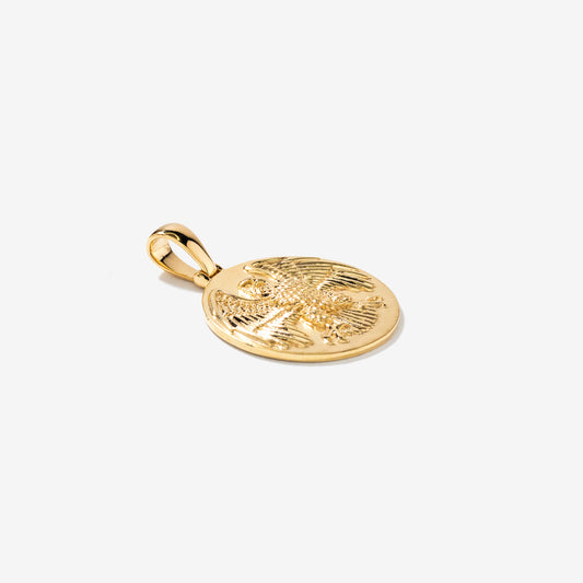 Eagle Medallion Charm Necklace in 10K Yellow Gold