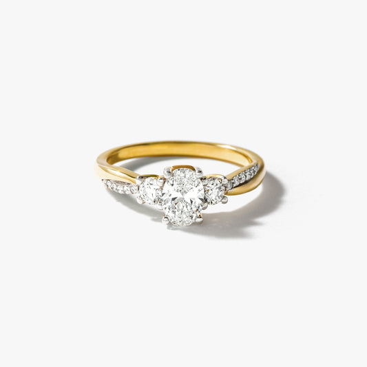 Lab Grown OvalCut Diamond Engagement Ring in 10K Yellow Gold (0.80 ct tw)