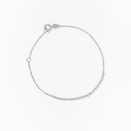 Diamond Cut Bead Bracelet in 10K White Gold