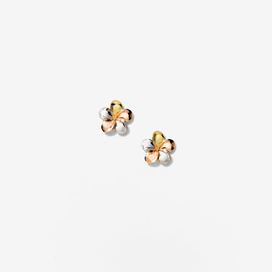 Flower Stud Earrings in 10K Yellow, White and Rose Gold