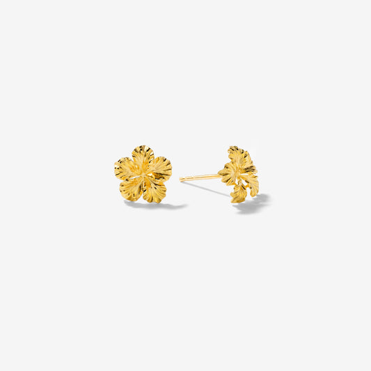 Hawaiian Flower Stud In 10K Yellow Gold