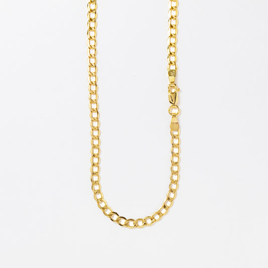 10K Yellow Gold 3.9mm Hollow Curb Chain (20")