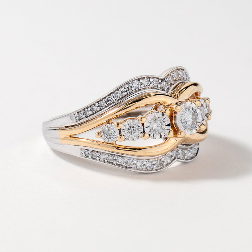 Diamond Dinner Ring in 10K Yellow and White Gold (0.50 ct tw)