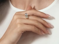 Three-Stone Diamond Cluster Ribbon Ring in 10K Yellow and White Gold (0.45ct tw)