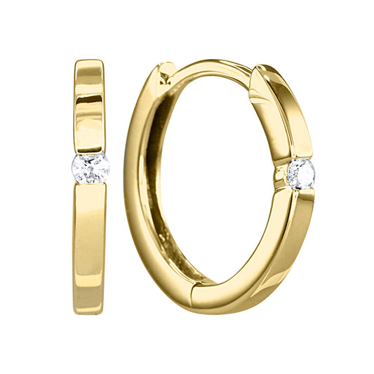 Tension-Set Diamond Huggie Hoop Earrings in 10K Yellow Gold (0.04ct tw)