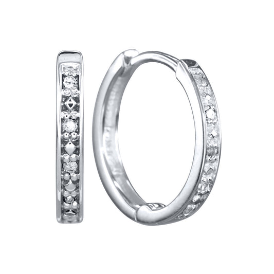 Micro Claw-Set Diamond Huggie Hoop Earrings in 10K White Gold (0.05ct tw)