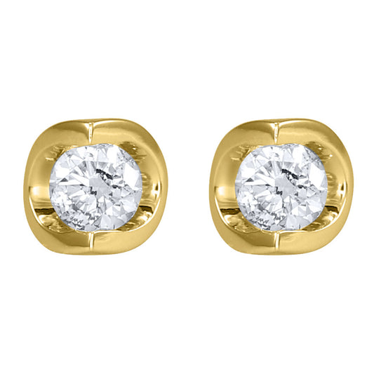 Tension Set Solitaire Canadian Diamond Stud Earrings in 14K Yellow Gold (0.30ct tw)