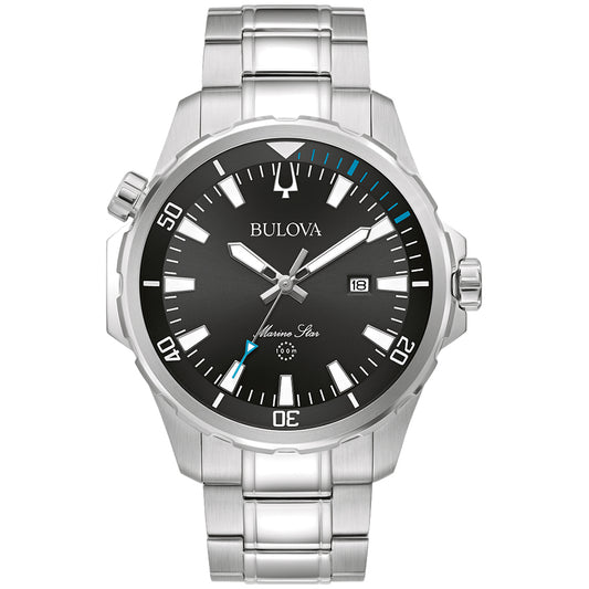 Bulova Marine Star Black Dial Stainless Steel Bracelet | 96B382