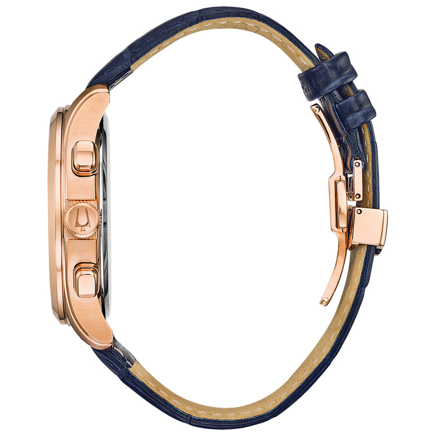 Bulova Men's Classic Blue Dial Blue Leather Watch | 97B170