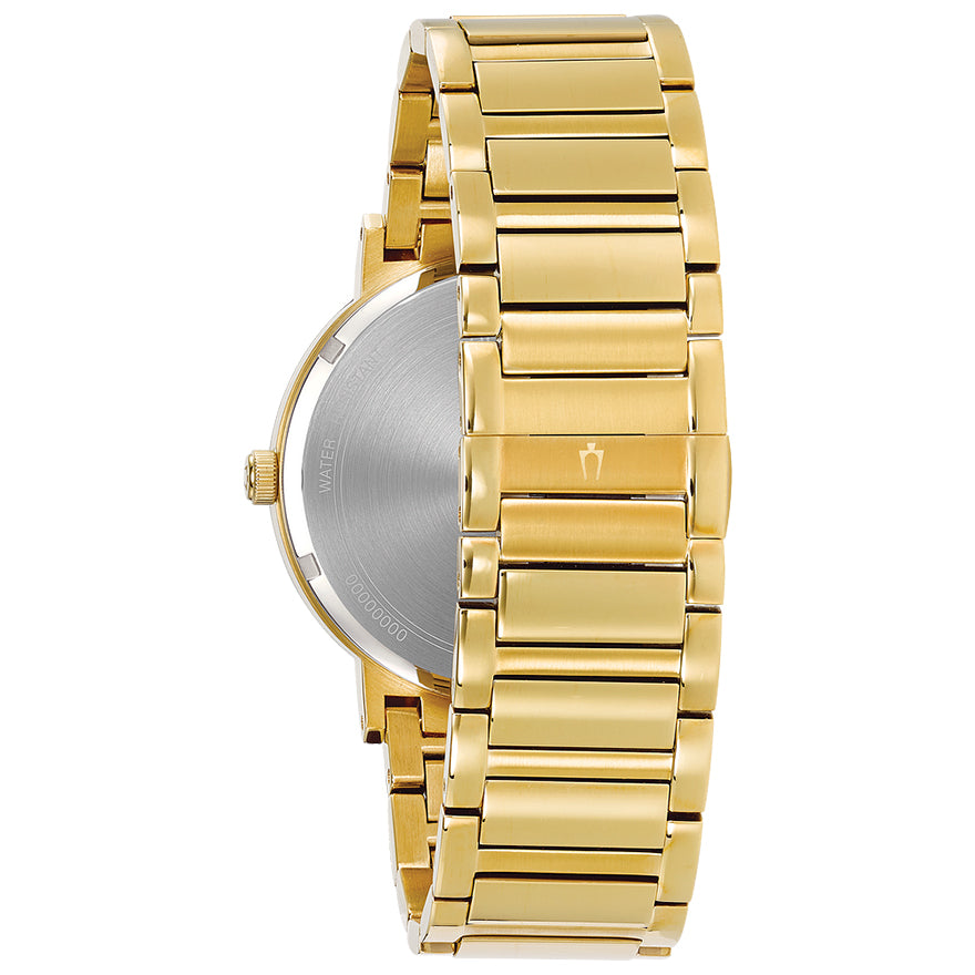 Bulova Men's Modern Diamond Black Dial Gold Tone Watch | 97D116