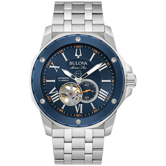 Bulova Marine Star Automatic Men's Blue Dial Watch | 98A302