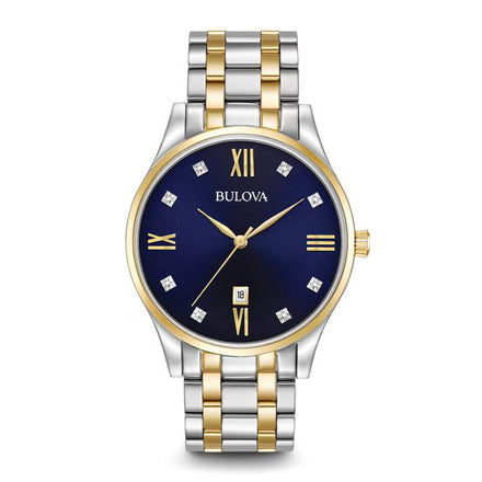 Bulova Men's Classic Two-Tone Watch with Blue Dial 98D130 – Ann
