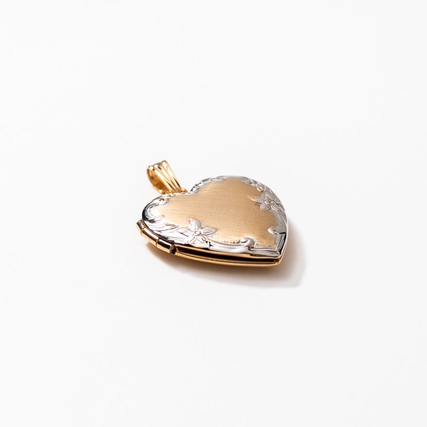 Heart Locket in 14K Yellow and White Gold