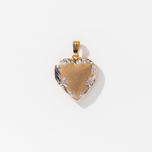 Heart Locket in 14K Yellow and White Gold