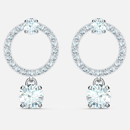 Swarovski Attract Circle Pierced Earrings, White, Rhodium Plated | 5563278