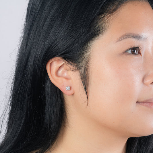 Miracle Mark Solitaire Diamond Stud Earrings in 14K White Gold (0.50 ct tw)