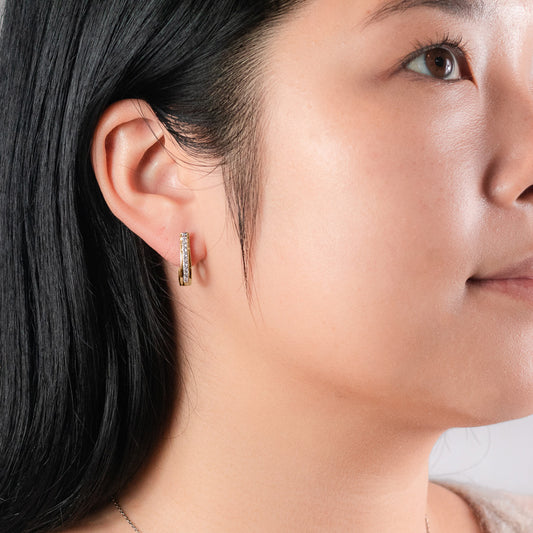 U-Hoop Diamond Earrings in 10K Yellow Gold (0.25 ct tw)