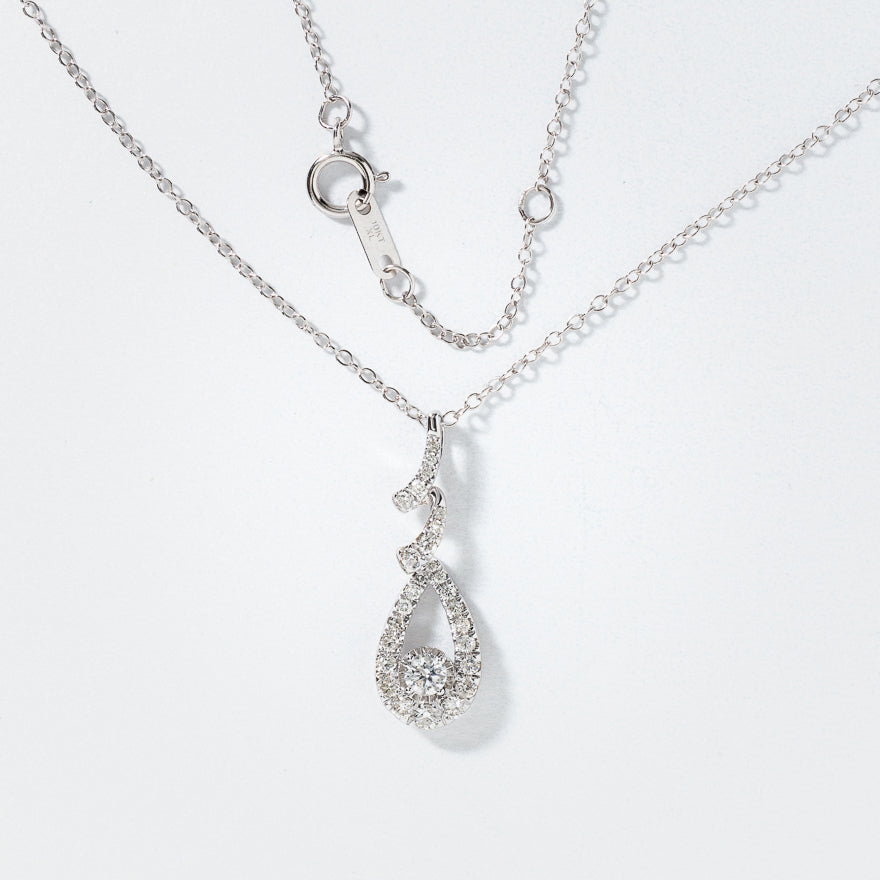 Diamond Cluster Necklace in 10K White Gold (0.52 ct tw)
