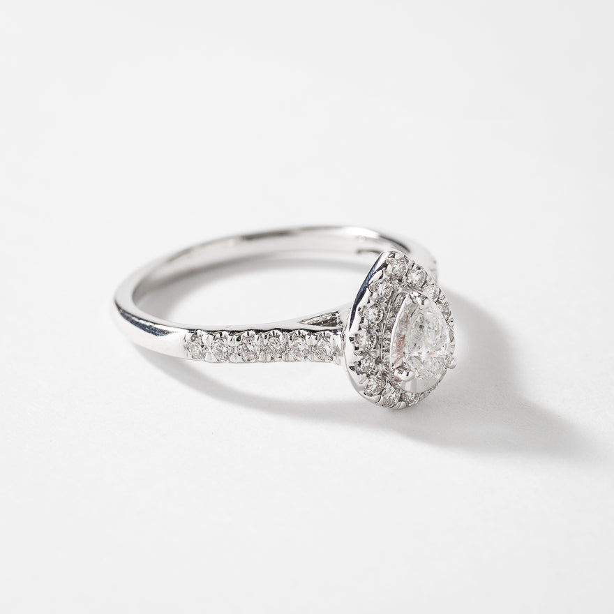 Pear Shaped Diamond Engagement Ring in 10K White Gold (0.50 ct tw)