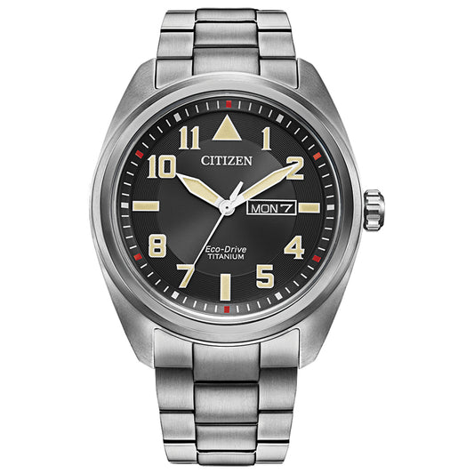 Citizen Eco-Drive Garrison Black Dial Super Titanium Bracelet Watch | BM8560-53E