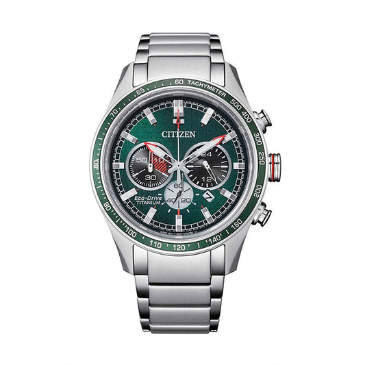 Citizen Eco-Drive Men's Super Titanium Chronograph Watch With Green Dial | CA4497-86X