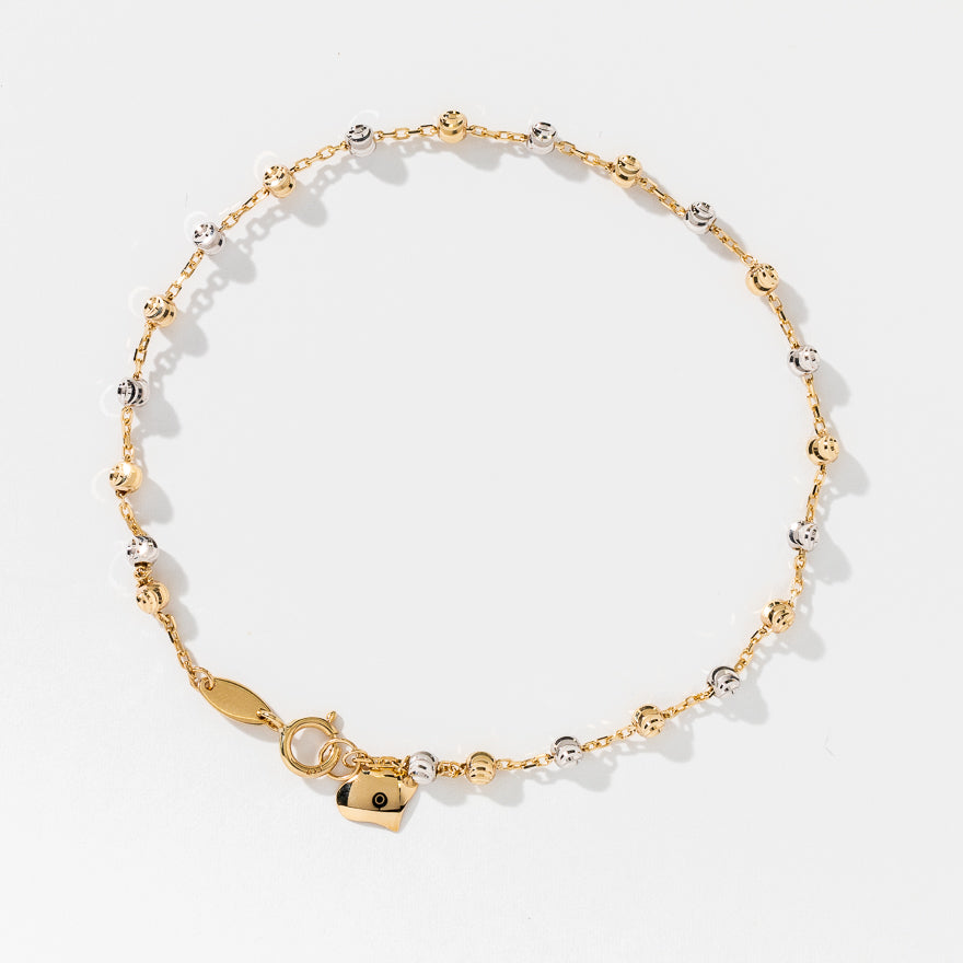 Beaded Chain Bracelet in 10K Yellow and White Gold – Ann-Louise