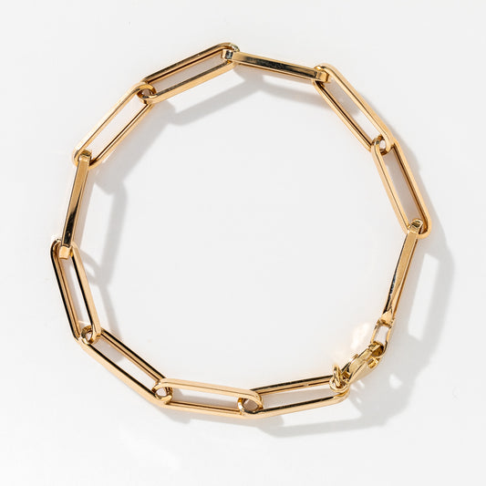 10K Yellow Gold Paper Clip Link Bracelet