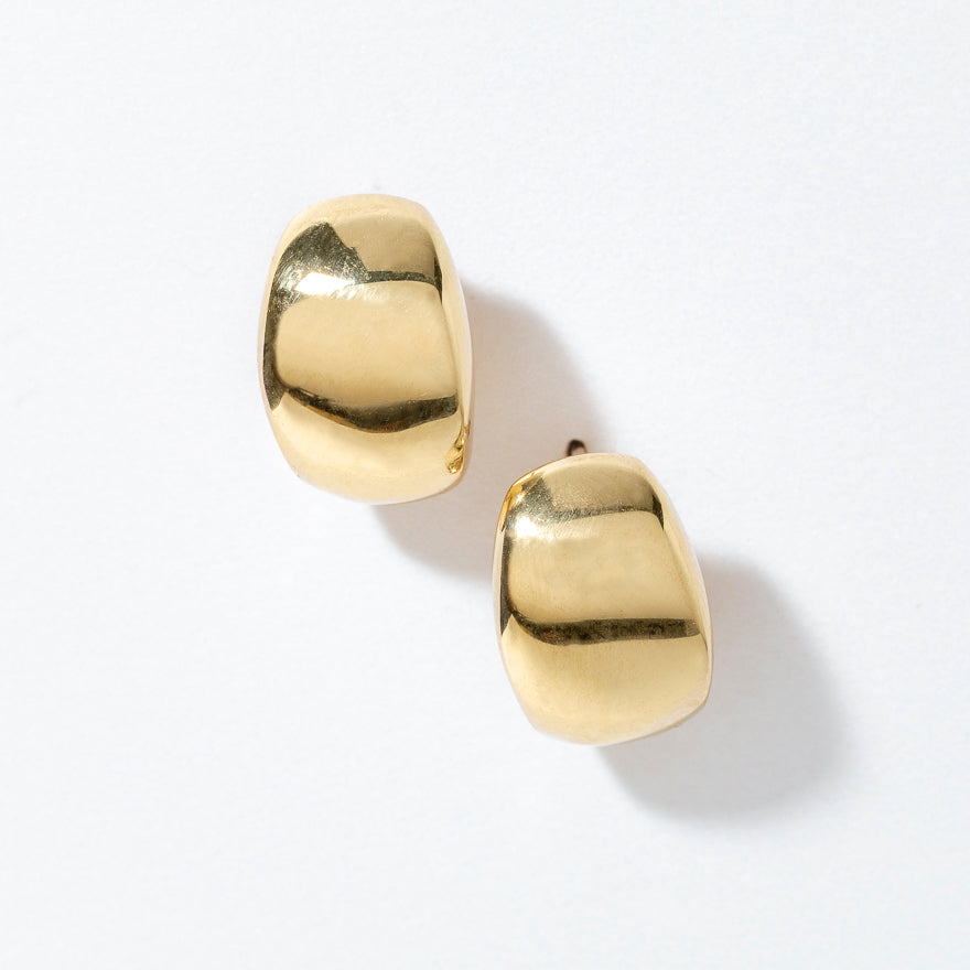Wide Dome J-Hoop Earrings in 10K Yellow Gold – Ann-Louise Jewellers