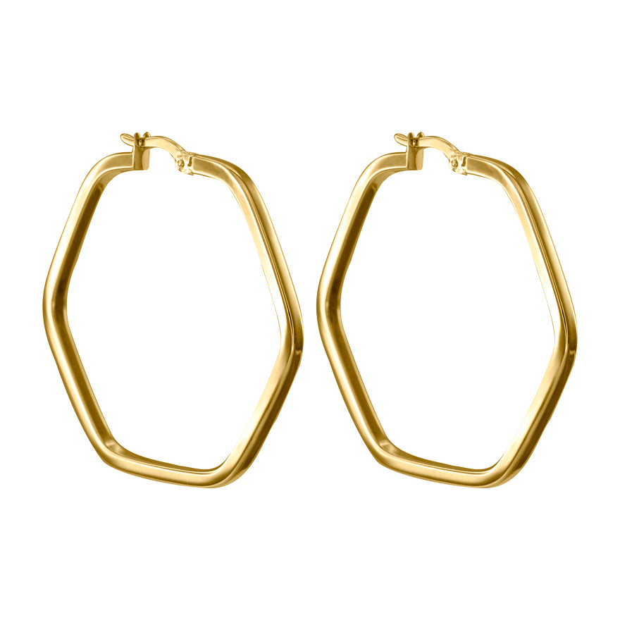 Octagon Square Tube Hoop Earrings in 10K Yellow Gold – Ann-Louise