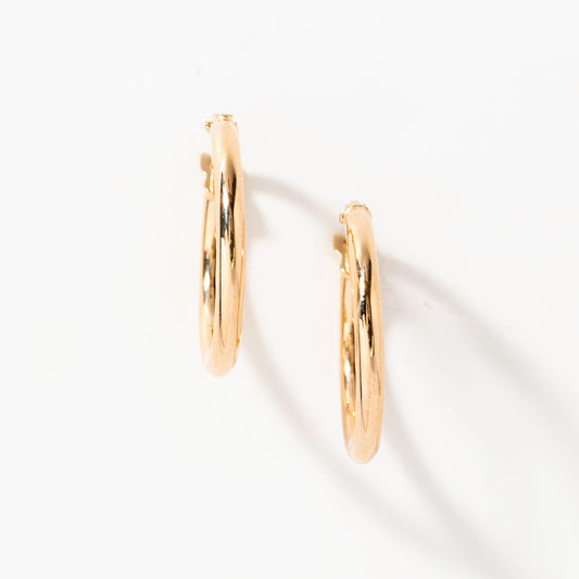 Round Tube Hoop Earrings in 14K Yellow Gold