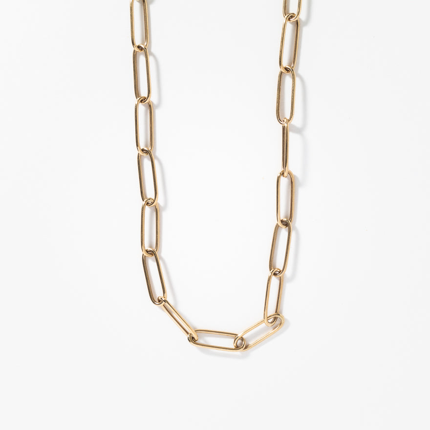 10K Yellow Gold Paper Clip Chain (18”)