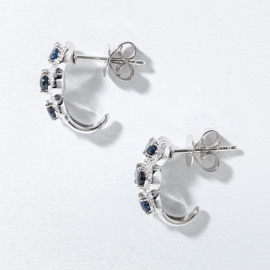 Sapphire and Diamond Earrings in 10K White Gold
