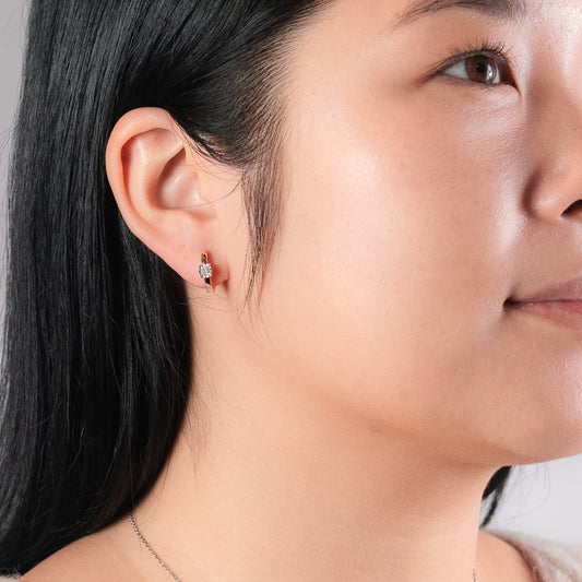 Diamond Hoop Earrings In 10K Yellow and White Gold (0.13 ct tw)