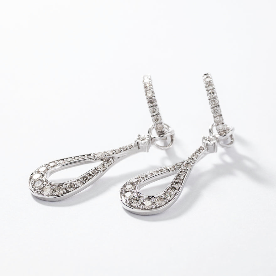 Diamond Dangle Earrings in 10K White Gold (1.00 ct tw)